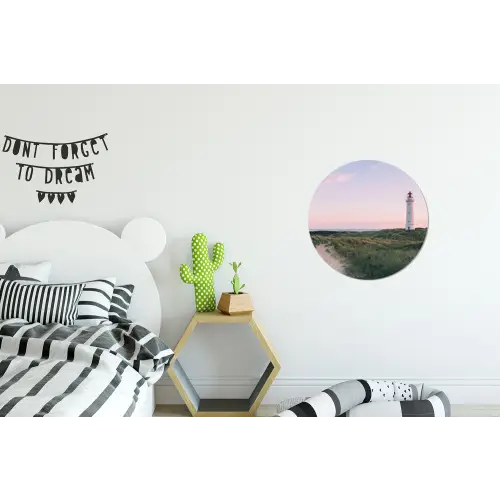 Vuurtoren - Duinlandschap - Zee Wandcirkel aluminium klein -kinderkamer