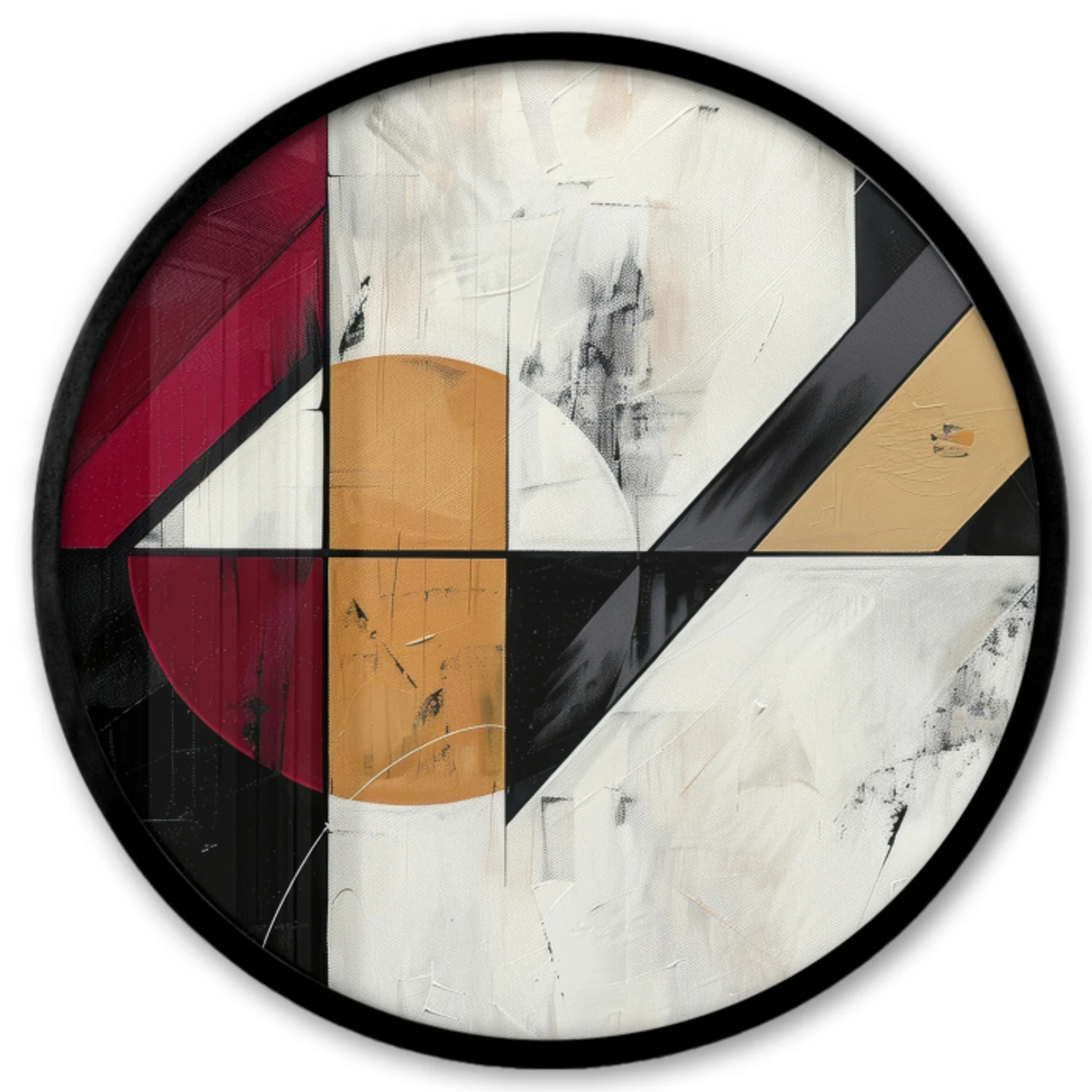 Modern - Abstract - Geometrisch - Rood - Industrieel Fotolijst rond zonder passe partout klein -3d