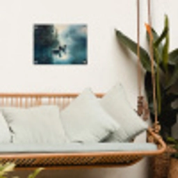 Bos - Water - Eenden - Mistig tuinposter los doek klein -sfeer7