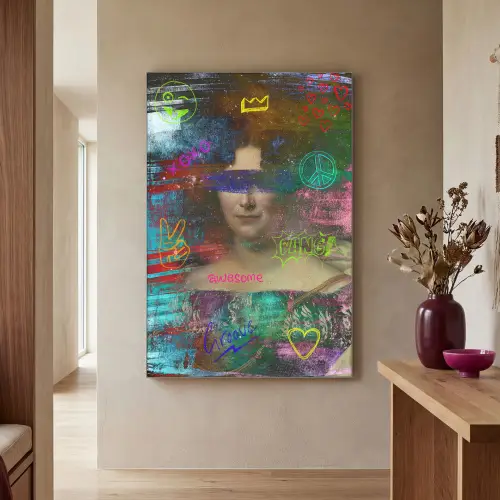 Johanna Henriette Engelen - Dubois Drahonet - Graffiti Textielframe zilver middel -sfeer2