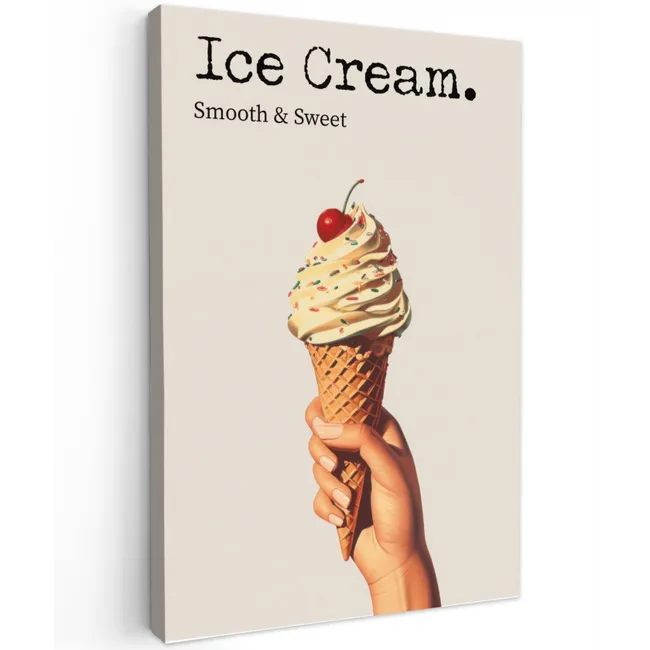 Ice cream - Softijs - Kleurrijk - Kers Tuinposter op houten frame 2 cm dik klein -3d