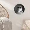 Langharige kat - Zonnebril - Spaghetti - Humor - Zwart - wit Wandcirkel kunststof plaat 5mm dik klein -sfeer5