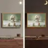Hond - Bad - Champagne - Handdoek Light Box met batterij (Wandlamp) middel -sfeer3