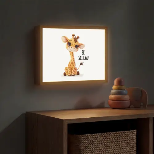 Giraf - Wees slim - Quote - Dier Light Box met batterij (Wandlamp kind) middel -sfeer5_kind