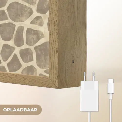 Giraf - Patroon - Beige - Bruin Light Box met batterij (Wandlamp) middel 907 -USP_websiteoplaadbaarNL