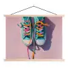 Sneakers - Veters - Kleurrijk - Schaduw textielposter latten blank klein -3d