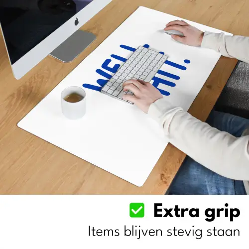 Blauw - Quote - Wit Muismat XXL klein -sfeer3