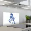 Vogel - Delfts blauw - Illustratie - Bloemen keuken achterwand spatscherm klein -3d_schuin