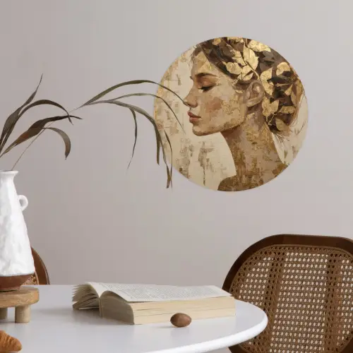 Vrouw - Goud - Abstract - Textuur Wandcirkel behangsticker klein -sfeer3