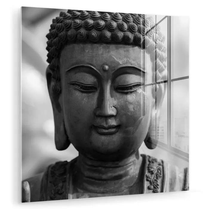 Boeddha - Grijs - Spiritualiteit - Buddha beeld - Religie plexiglas 5mm klein -zzzproduct_nieuw