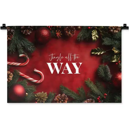 Kerst - Quote - Rood - Kerstballen Wandkleed katoen klein -zz3d