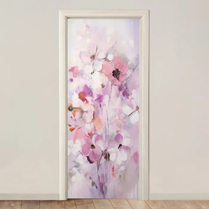 Bloemen - Lila - Watercolor - Kunst deurposter klein -3d_beige