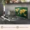 Wereldkaart - Groen - Goud keuken achterwand spatscherm klein -usp_FR