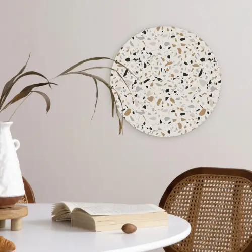 Terrazzo -  Patroon - Staal Wandcirkel plexiglas klein 852 -sfeer4
