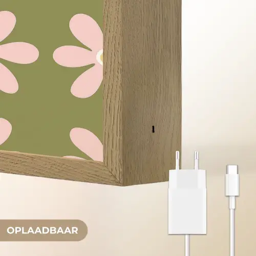 Bloem - Modern - Groen Light Box met batterij (Wandlamp) middel 907 -USP_websiteoplaadbaarNL
