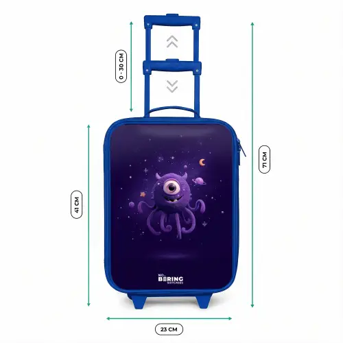 Kosmisch tentakelmonster Kinderkoffer - Blauw klein -productfoto_formaten