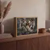 Tijger - Dieren - Portret - Luxe - Zwart Light Box met batterij (Wandlamp) middel -sfeer2