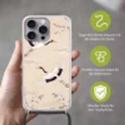 Kraanvogels - Bloesem - Beige Hoesje iPhone 16 Pro Max met koord klein -sfeer2_DE