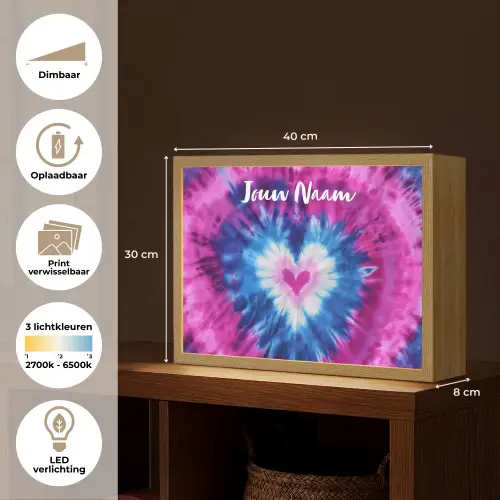 Hartje - Blauw - Tie Dye Light Box met batterij (Wandlamp kind) middel -USP_websiteoverzichtNL