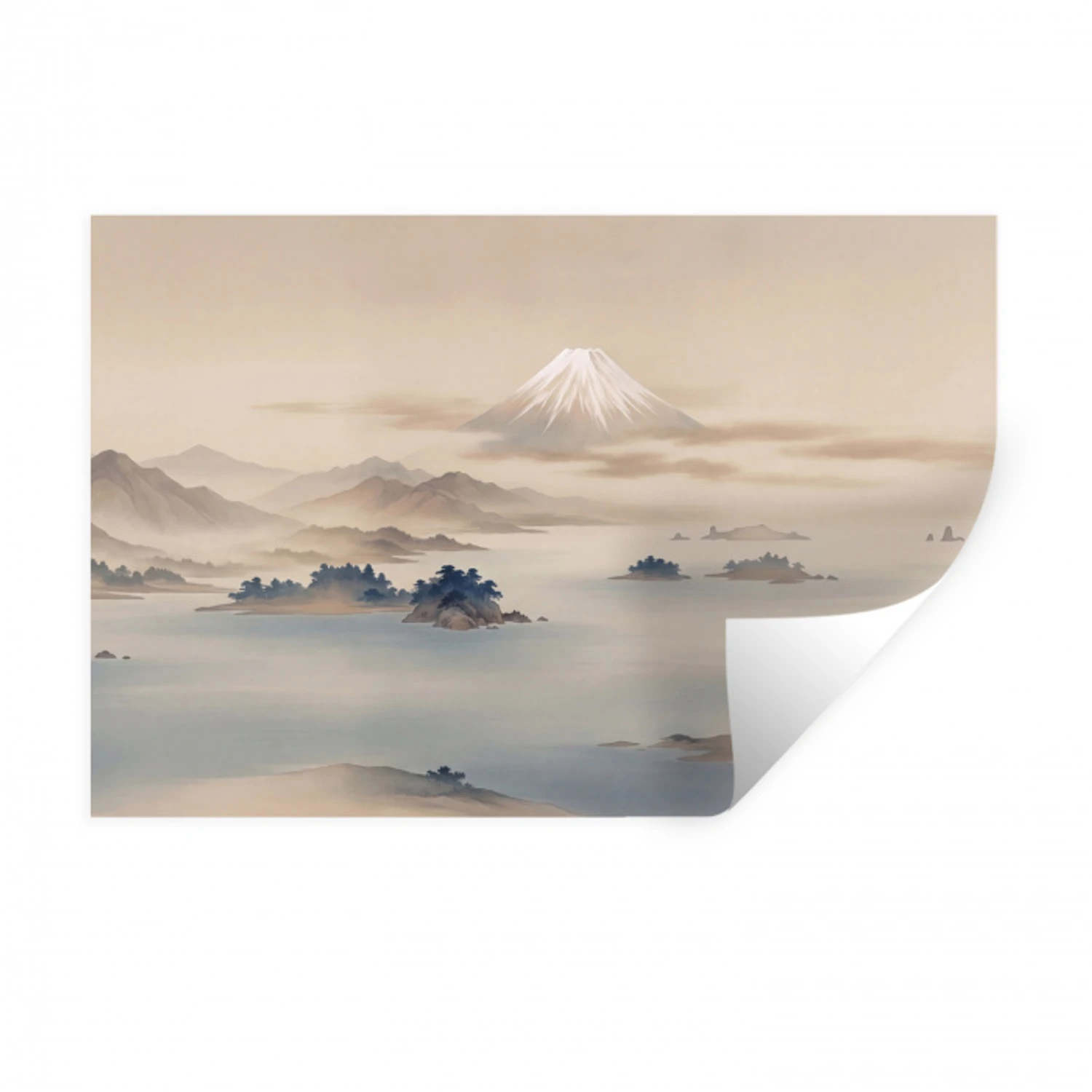 Japans - Landschap - Beige Muursticker klein -3d
