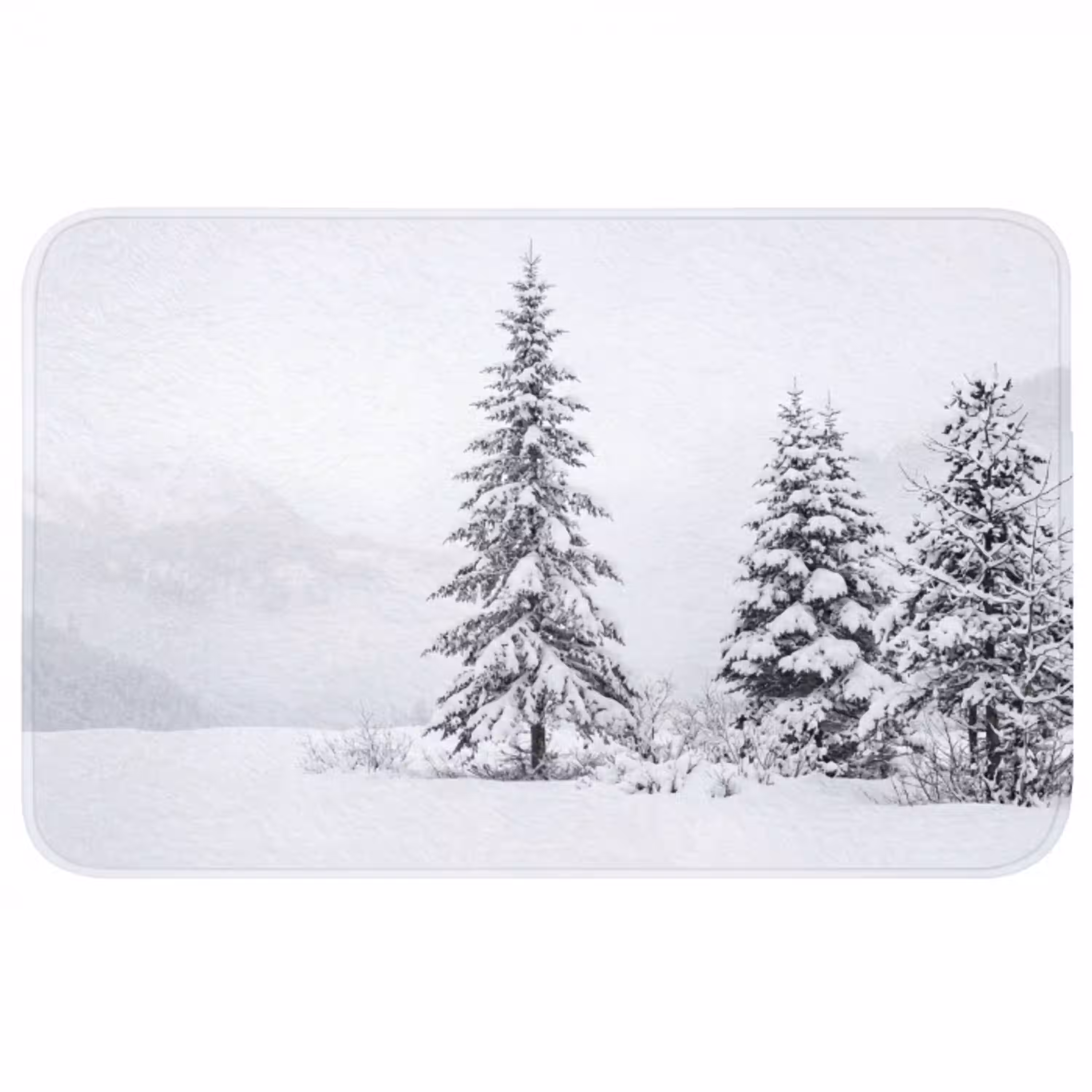 Fijnsparren - Sneeuw - Winter - Landschap - Stilte Badmat middel -3d
