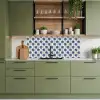 Symmetrisch - Palm - Blauw keuken achterwand 2 middel 871 -sfeer3