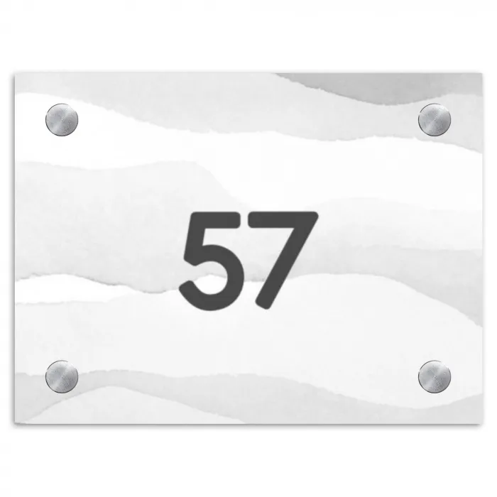 Aquarel - Grijs - Traditioneel Naambord Rechthoek middel -3d