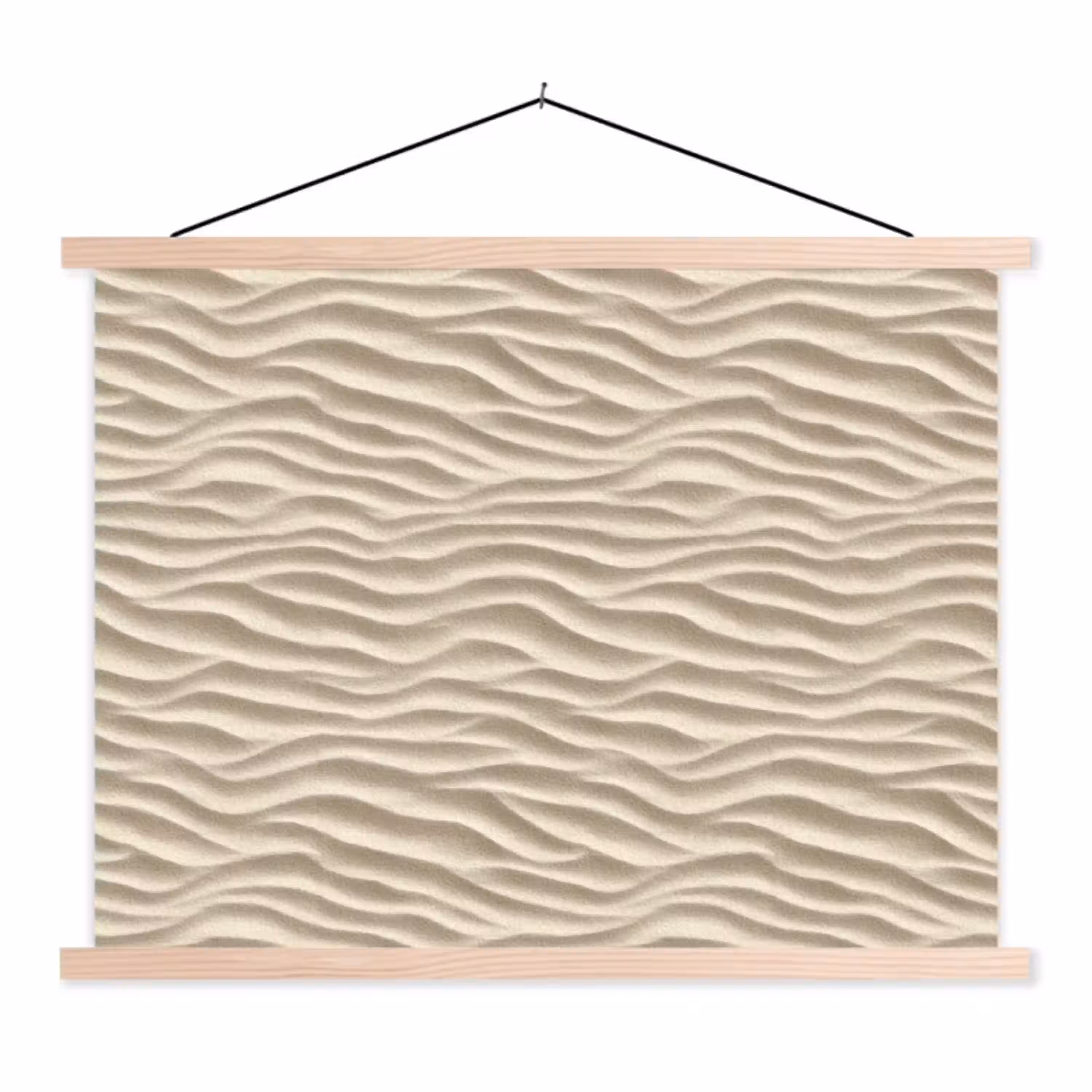 Zand - Golven - Beige textielposter latten blank klein 122 -3d