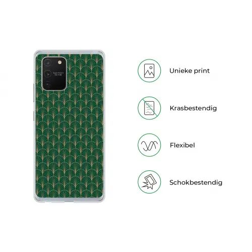 Patroon - Groen - Goud - Symmetrisch Telefoonhoesje Samsung Galaxy S10 Lite klein 364 -specsS10Lite