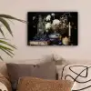 Stilleven - Bloemen - Kaarsen - Delfts blauw - Wit canvas 2cm klein -sfeer1