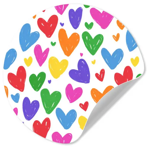 Hartjes - Patroon - Kleurrijk - Tekening Wandcirkel behangsticker klein -3d