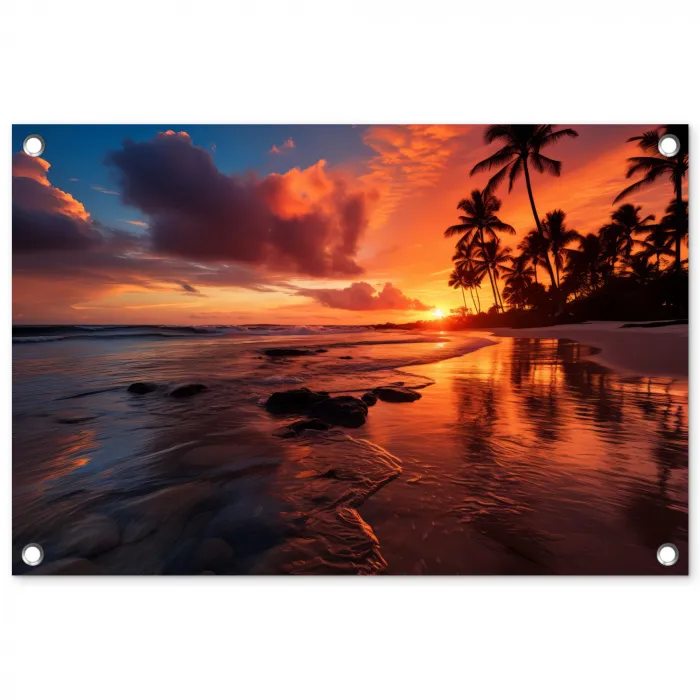 Tropische Zonsondergang tuinposter los doek klein -3d