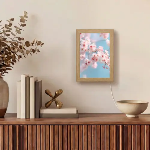 Takken - Bloesems - Roze Light Box met kabel (Tafellamp) klein -sfeer2