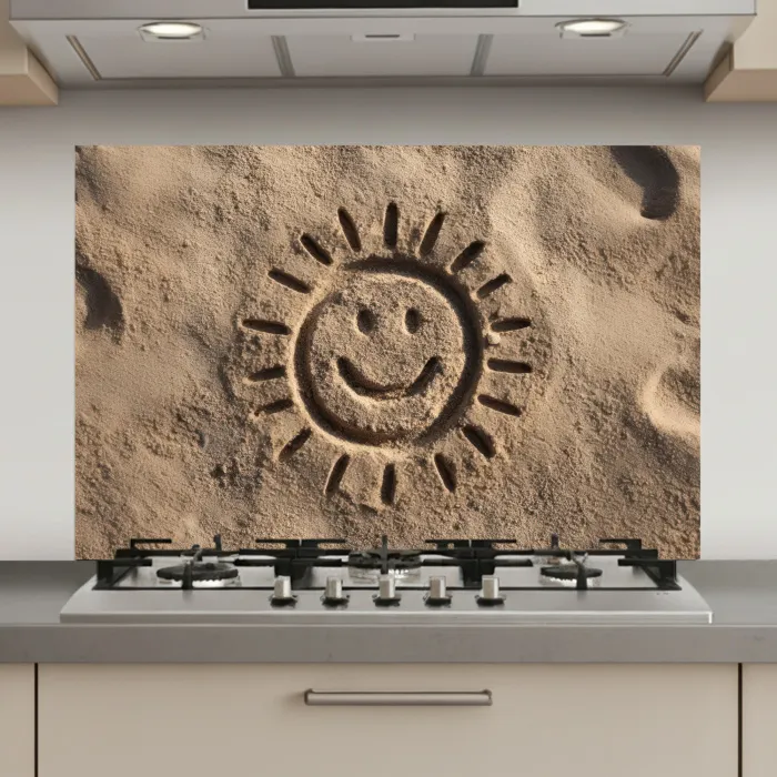 Gezichtje - Zon - Zand - Getekend keuken achterwand spatscherm klein -3d_website