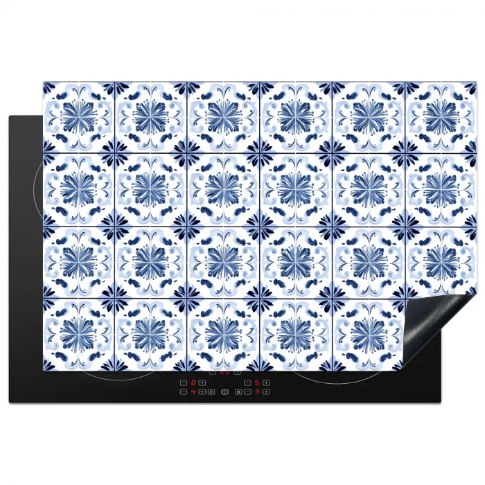 Patroon - Tegel - Blauw Inductie beschermer vinyl 3mm klein 276 -3d