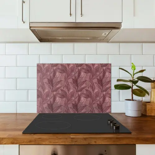 Bladeren - Patroon - Paars keuken achterwand spatscherm klein 900 -sfeer2