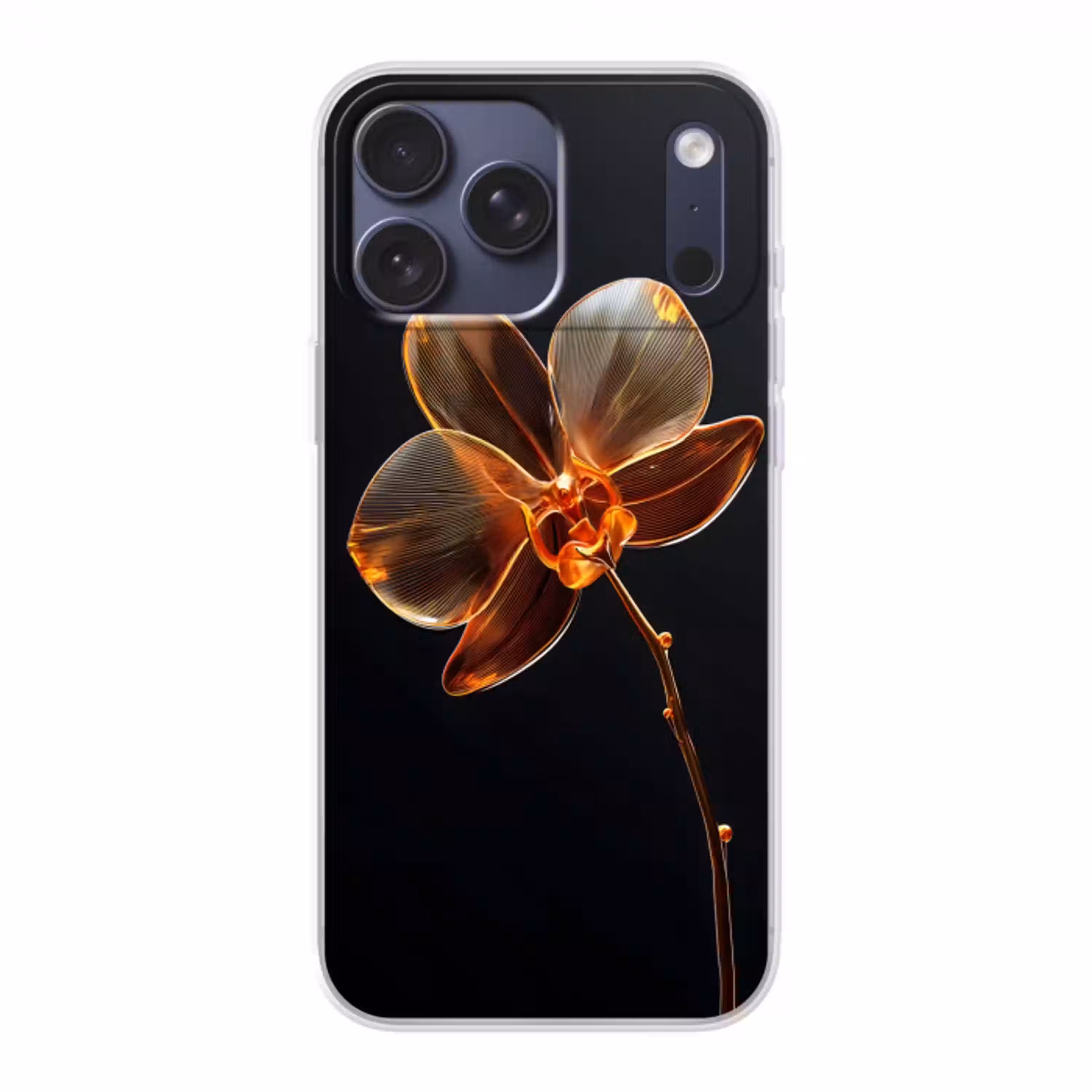 Orchidee - Doorzichtig - Bloem Telefoonhoesje iPhone 17 Pro Max klein -3d