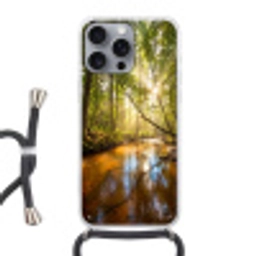 Bos - Beek - Zonlicht - Natuur - Groen Hoesje iPhone 16 Pro Max met koord klein -3d