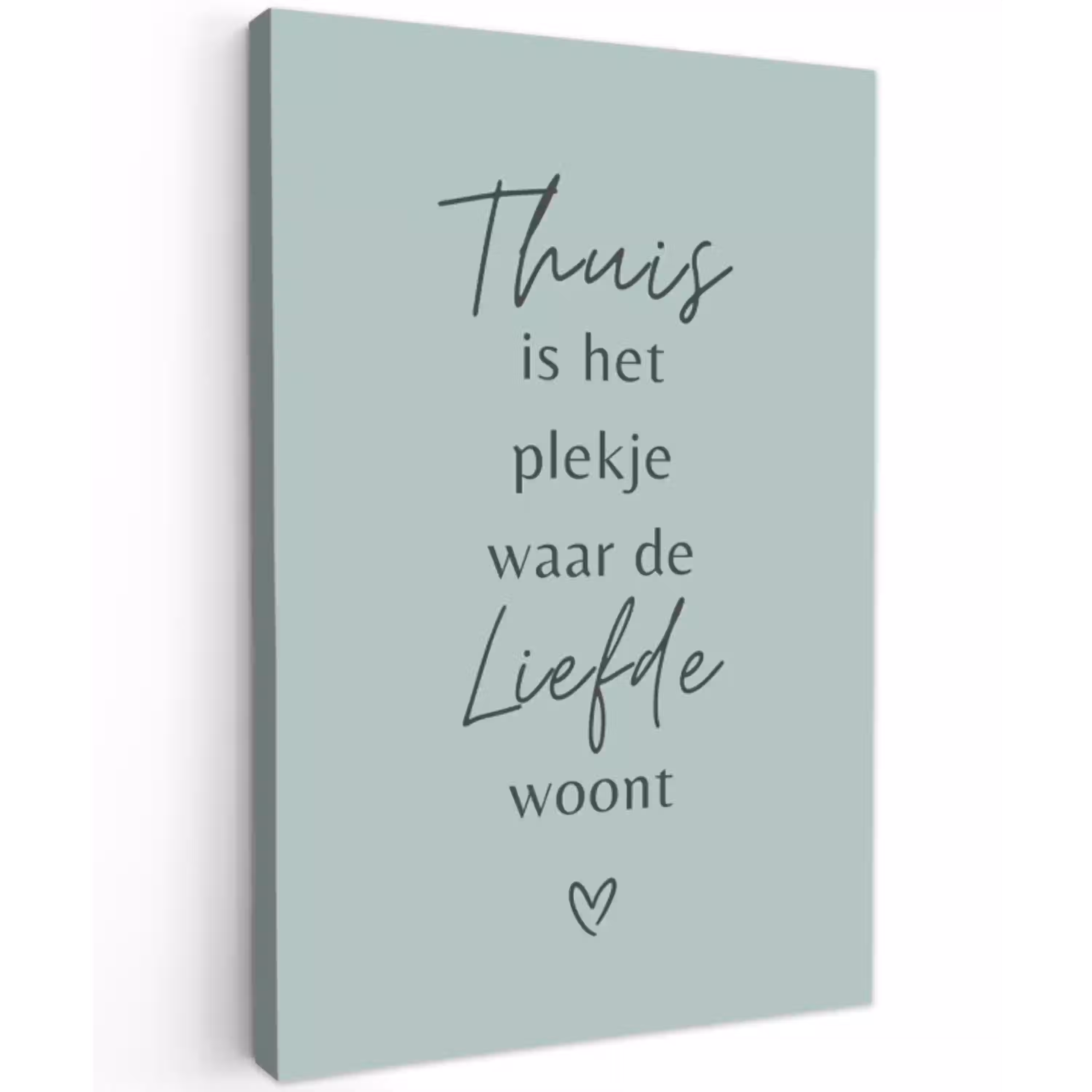 Thuis is het plekje waar de liefde woont Tuinposter op houten frame 2 cm dik klein -3d