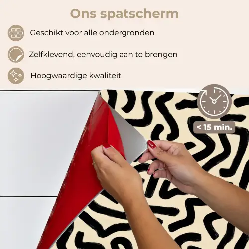 Abstract - Lijnen - Zwart keuken achterwand spatscherm klein 900 -spatscherm_NL