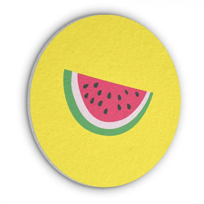 Fruit - Watermeloen - Geel Akoestische PET Vilt - Rond klein -3d