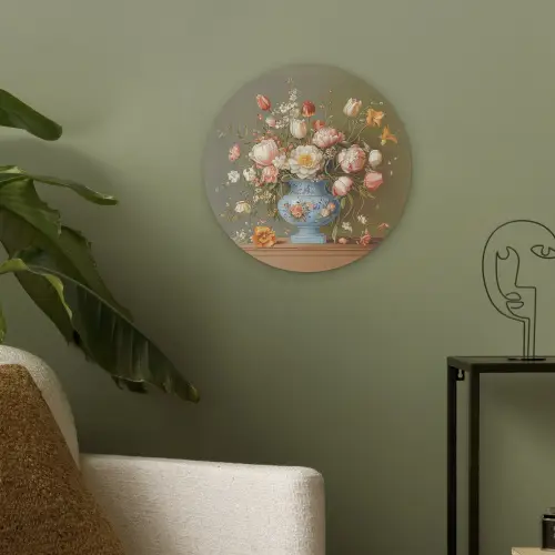 Neutral - Bloemen - Boeket - Vaas Akoestische PET Vilt - Rond klein -sfeer2