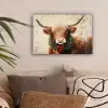 Kerst - Schotse Hooglander - Bruin - Krans canvas 2cm klein -sfeer1