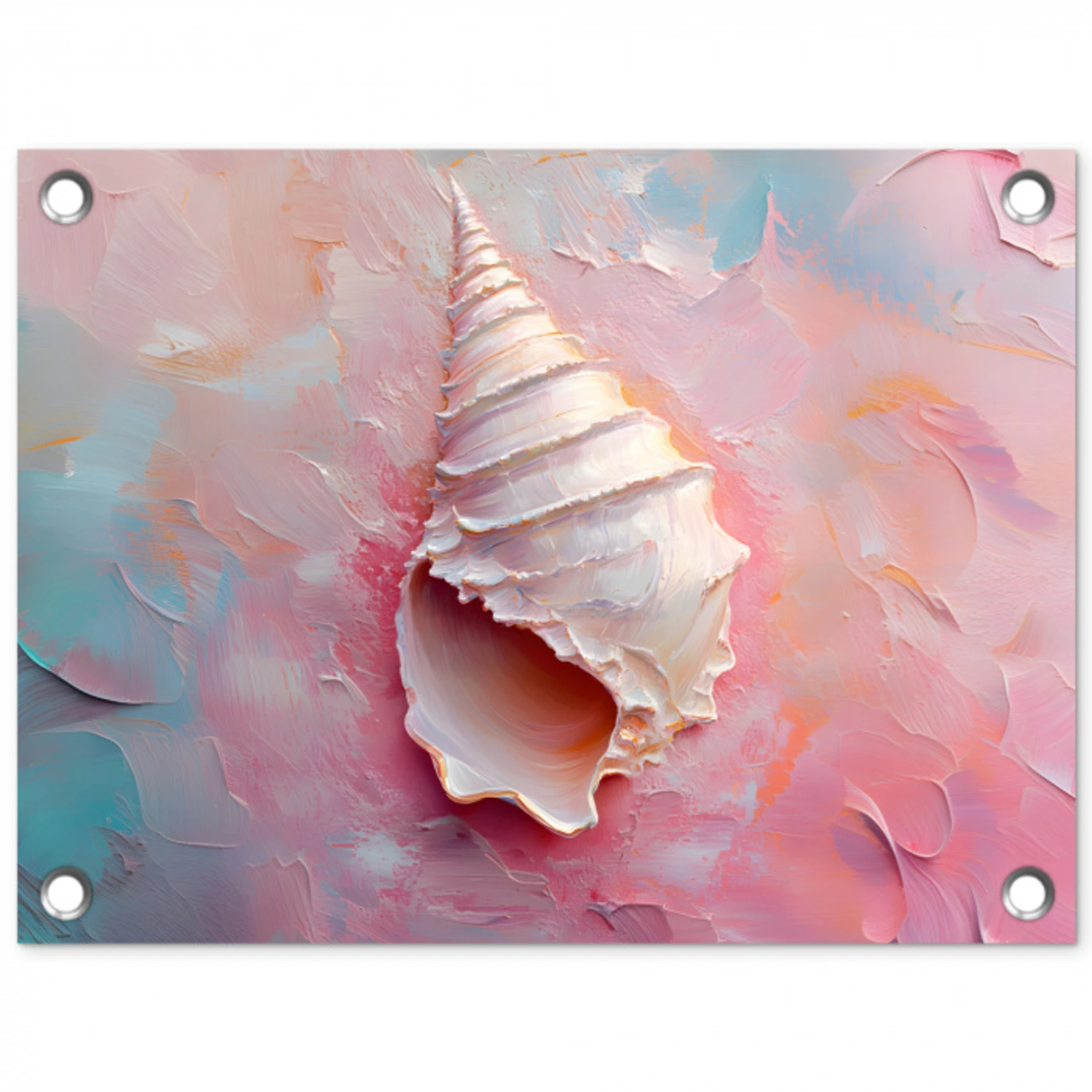 Schelp - Pastel - Pink tuinposter los doek klein -3d