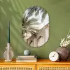 Gebouw - Palmbomen - Beige - Zon Wandcirkel Ovaal Forex klein -sfeer2