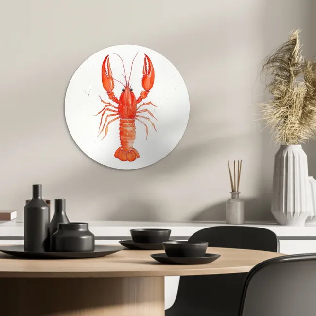 Kreeft - Waterverf - Aquarel - Oranje KitchenYeah - Keuken - Wandcirkel Forex klein -sfeer2