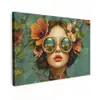 Vrouw - Bloemen - Vlinders - Natuur - Vintage Tuinposter op houten frame 2 cm dik klein -3d