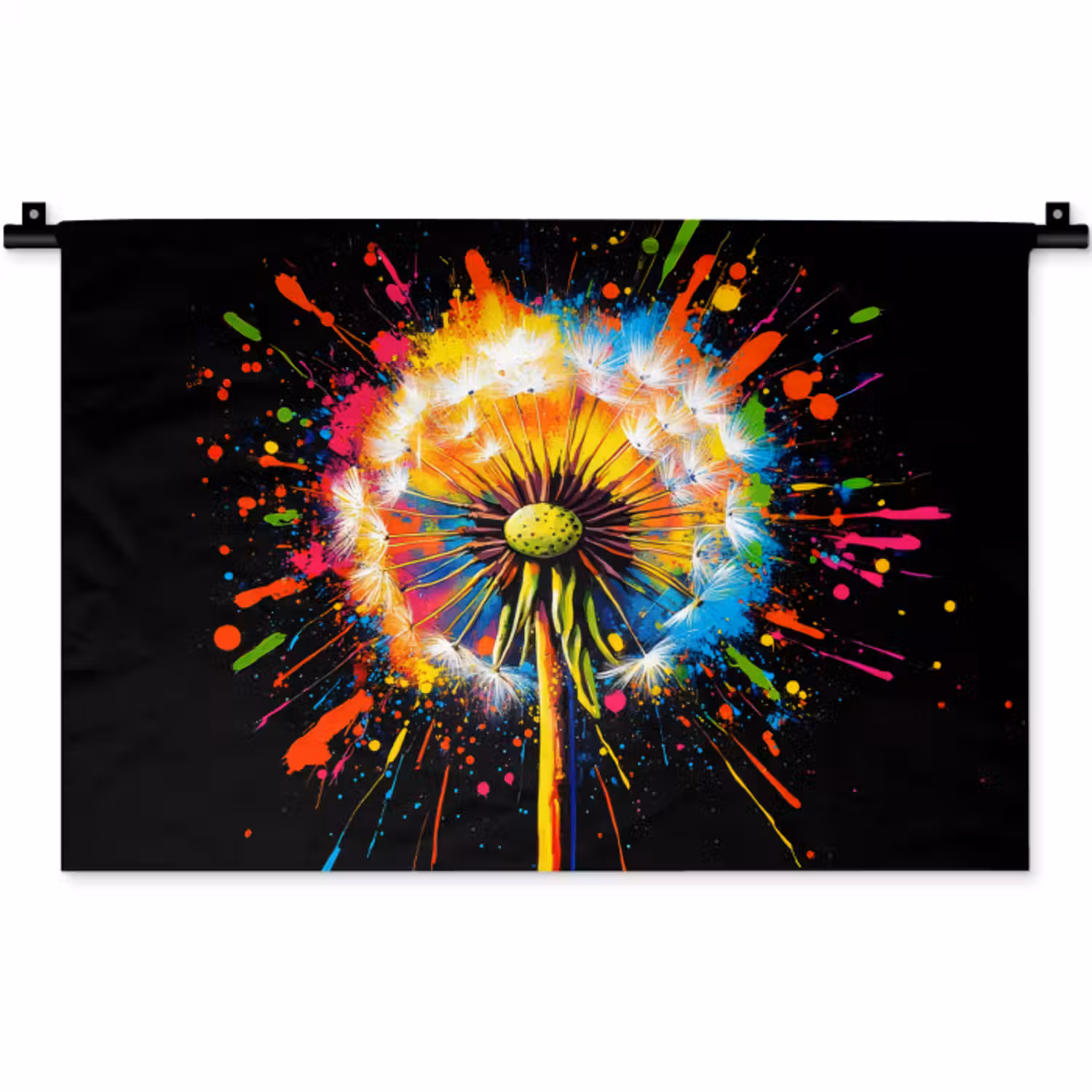 Wandkleed - Paardenbloem - Graffiti - Kleurrijk - Bloemen - Natuur