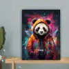Panda met oranje jas en verfspetters canvas 2cm klein -sfeer4
