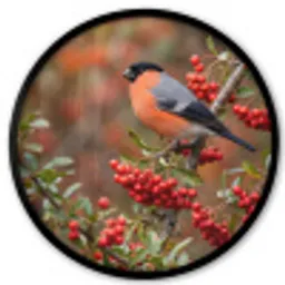 Goudvink - Bessen - Herfst - Natuur - Kleurrijk Fotolijst rond zonder passe partout klein -3d